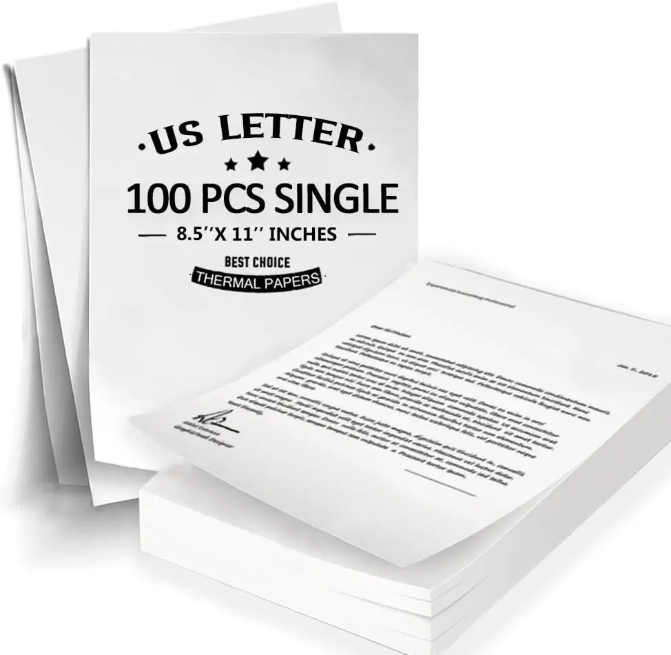 100 Sheets Thermal Paper 8.5x11 US Letter for Portable Printers, Wireless Travel
100 Sheets Thermal Paper 8.5x11 US Letter for Portable Printers, Wireless Travel