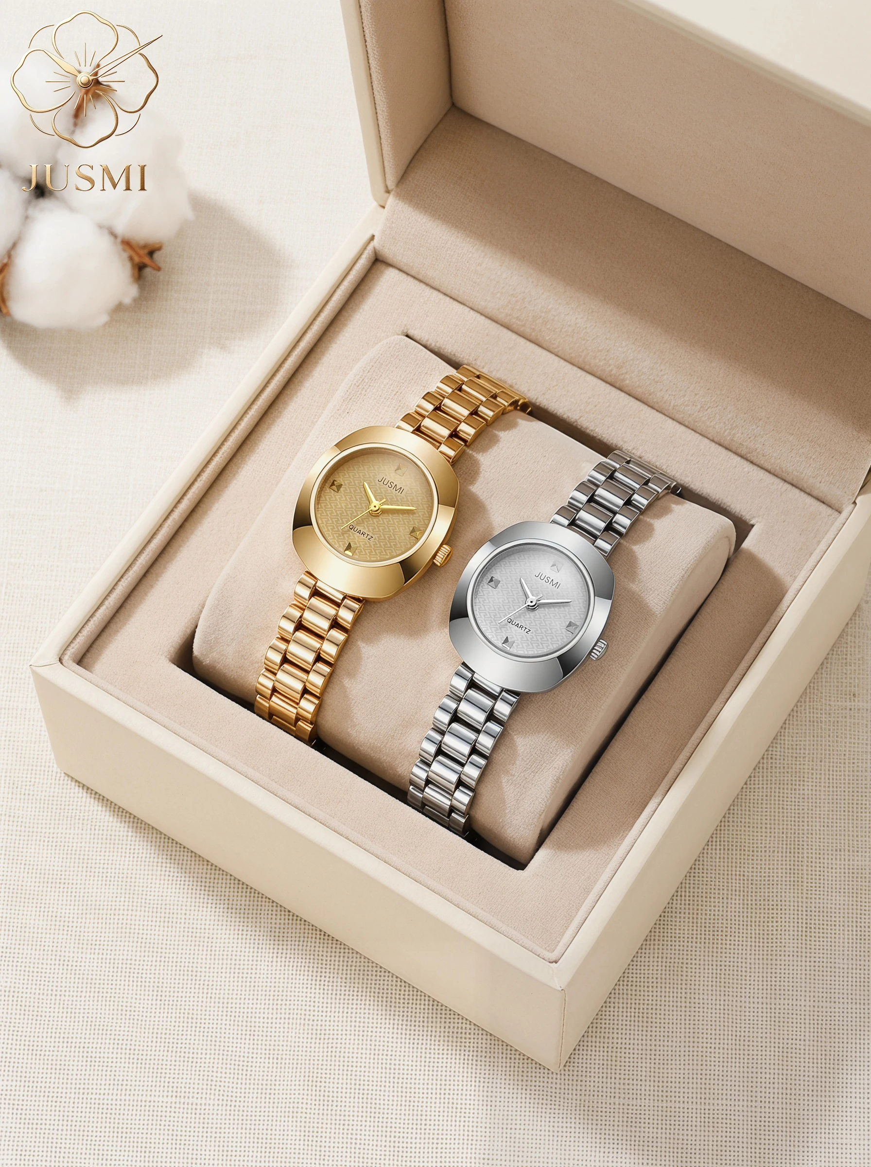 Teen 2Pcs JUSMI Oval Stainless Steel Watch Set, No Box, Gold Silver Wristwatch for Back To School, Vacation & Holiday Daily Wear
Teen 2Pcs JUSMI Oval Stainless Steel Watch Set, No Box, Gold Silver Wristwatch for Back To School, Vacation & Holiday Daily Wear