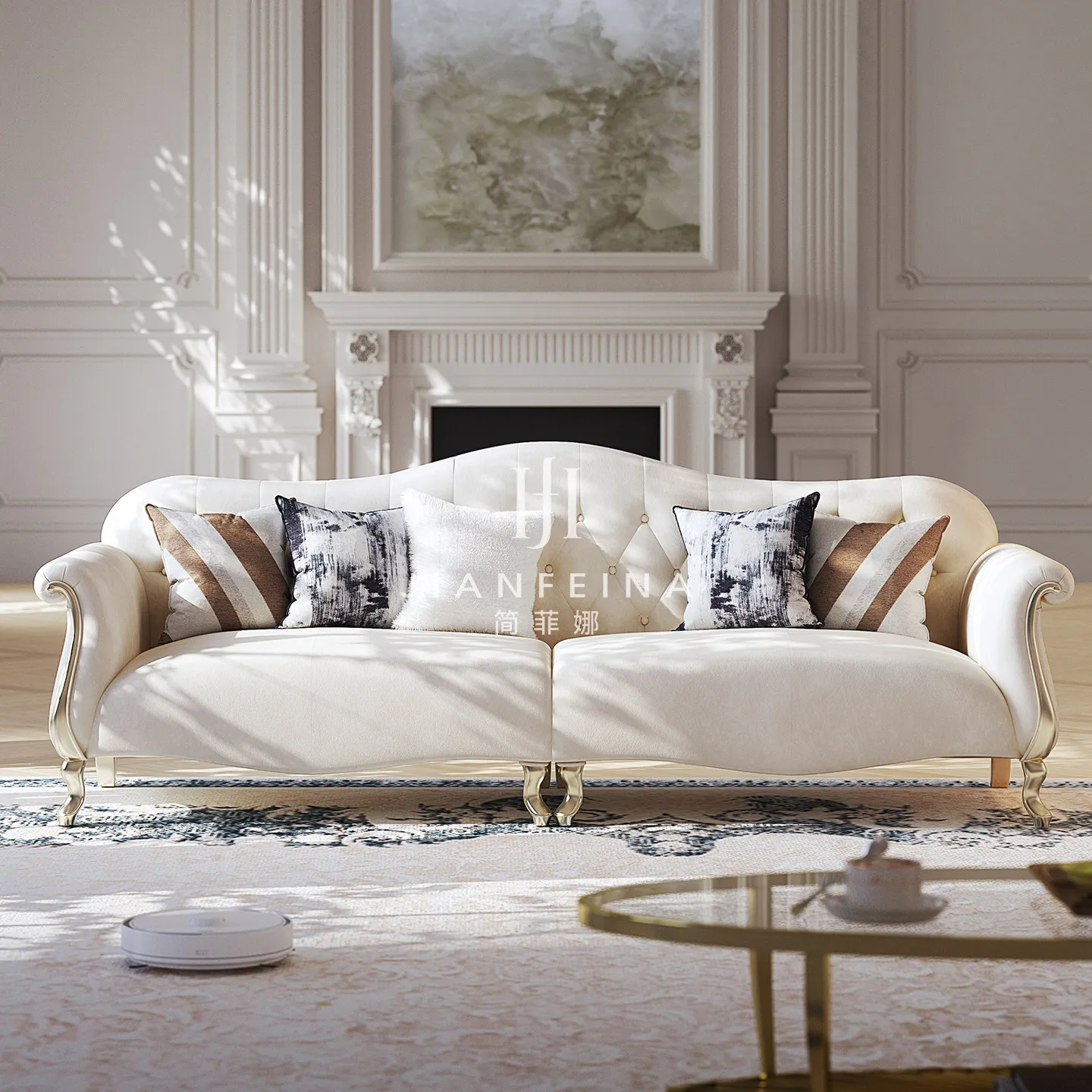 AAGold velvet fabric sofa high-end brand solid wood sofa living room
AAGold velvet fabric sofa high-end brand solid wood sofa living room