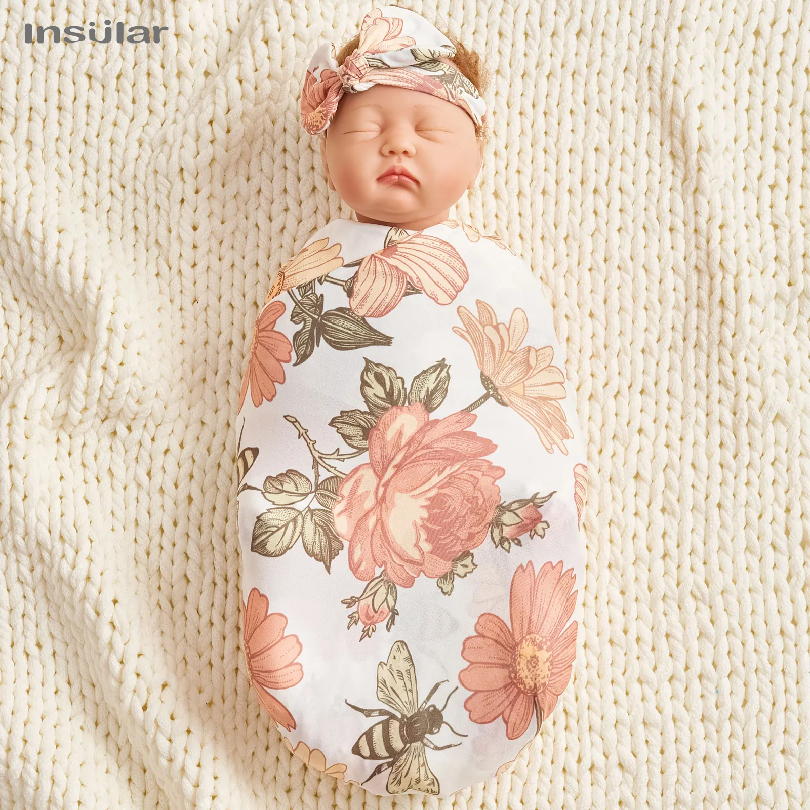 INSULAR Newborn 3-Piece Baby Swaddle Set Soft Swaddle Wrap, Headband, Hat & Blanket 80x80cm for Infant Boys Girls
INSULAR Newborn 3-Piece Baby Swaddle Set Soft Swaddle Wrap, Headband, Hat & Blanket 80x80cm for Infant Boys Girls