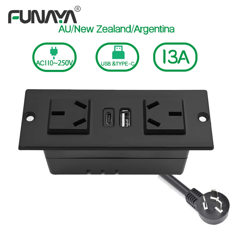 AU Built-in Table Hidden Socket with USB Type-c 15W Power Electrical Strip Arg Outlets Furniture Recessed Desktop Sockets AC250V
AU Built-in Table Hidden Socket with USB Type-c 15W Power Electrical Strip Arg Outlets Furniture Recessed Desktop Sockets AC250V
