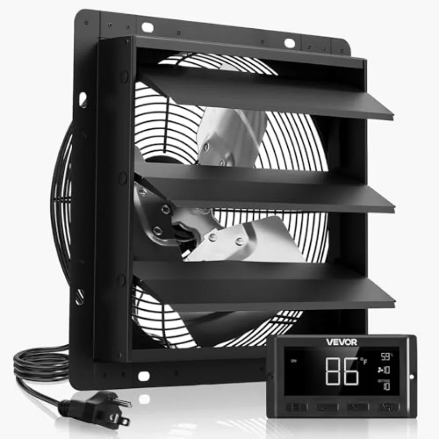 10 inch Exhaust Fan, Wall Mounted Attic Fan with Variable Speed, Temperature and Humidity Controller, 1000 CFM, Automatic Shutt
10 inch Exhaust Fan, Wall Mounted Attic Fan with Variable Speed, Temperature and Humidity Controller, 1000 CFM, Automatic Shutt