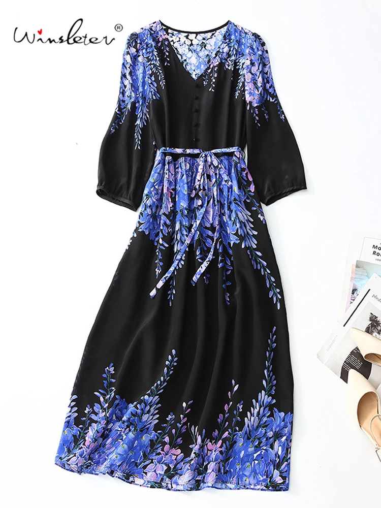 Winsleter-Women 100%Real Silk Elegant Dress, V Neck 3/4 Sleeve Print, French Commute Temperament Dresses, 2025 Summer D57175CC
Winsleter-Women 100%Real Silk Elegant Dress, V Neck 3/4 Sleeve Print, French Commute Temperament Dresses, 2025 Summer D57175CC