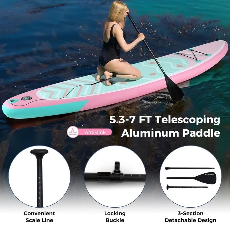 11 Feet Inflatable Stand up Paddle Board with 3 Fins and Adjustable Paddle-L
11 Feet Inflatable Stand up Paddle Board with 3 Fins and Adjustable Paddle-L