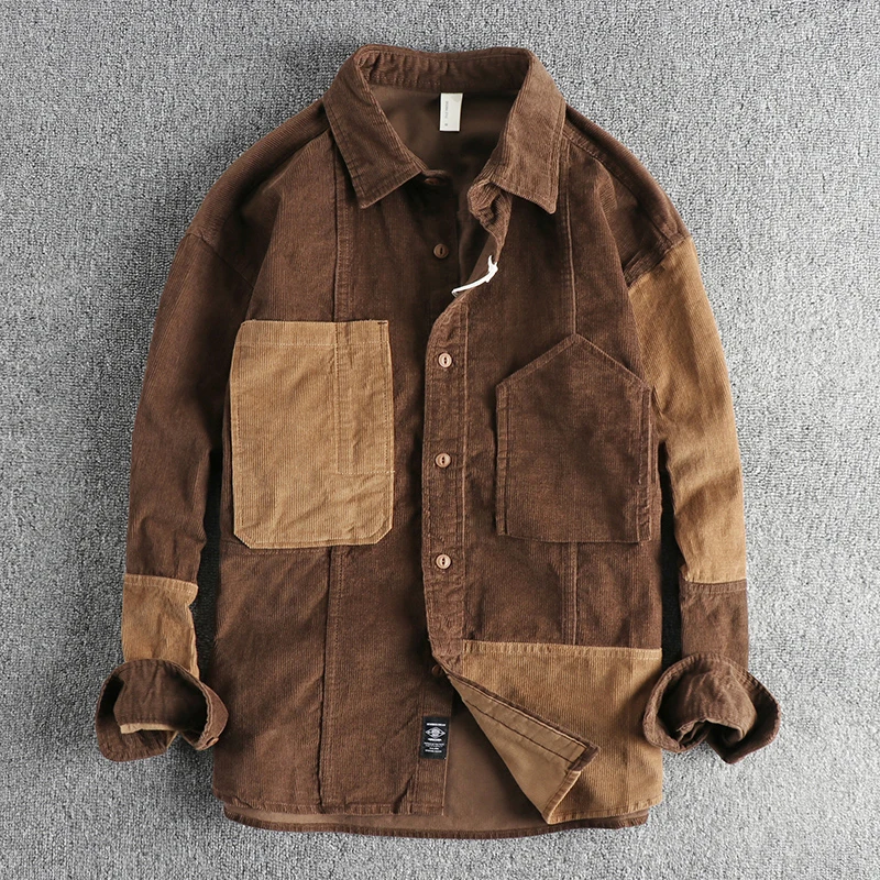 Autumn New American Retro Heavyweight Patchwork Corduroy Lapel Long-Sleeve Shirt Men's 100% Cotton Fashion Pocket Casual Blouses
Autumn New American Retro Heavyweight Patchwork Corduroy Lapel Long-Sleeve Shirt Men's 100% Cotton Fashion Pocket Casual Blouses