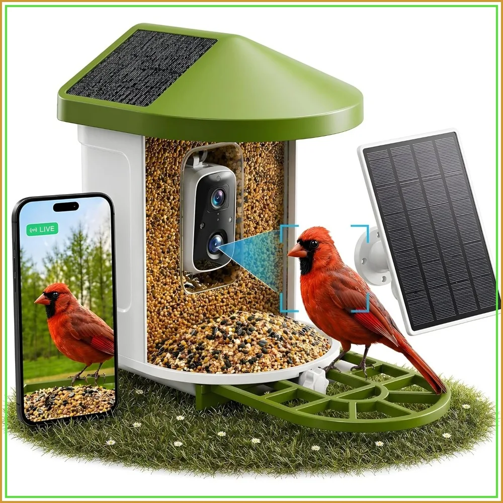 Smart Bird Feeder with Camera, Solar Powered, 1080P HD WiFi Live Stream, AI Bird Identification, Instant Motion Alerts
Smart Bird Feeder with Camera, Solar Powered, 1080P HD WiFi Live Stream, AI Bird Identification, Instant Motion Alerts