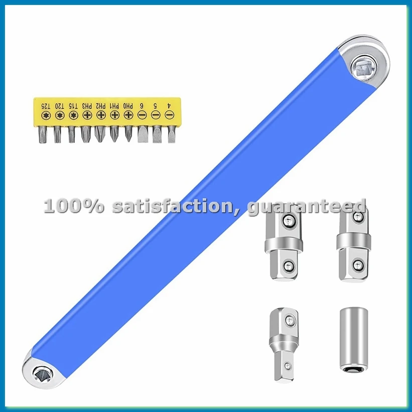 Extension Wrench 15inch 0 Degree Ratchet Tight Reach Extension Wrench Set with 1/2,1/4 and 3/8inch Square Drive Adapters-A51M
Extension Wrench 15inch 0 Degree Ratchet Tight Reach Extension Wrench Set with 1/2,1/4 and 3/8inch Square Drive Adapters-A51M