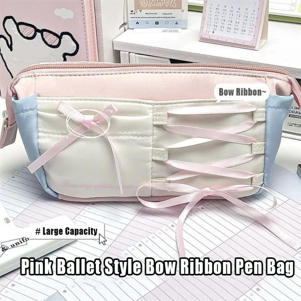Portable Pink Ballet Style Pen Bag Bow Ribbon Large Capacity Stationery Bag Pen Box Back To School Gift
Portable Pink Ballet Style Pen Bag Bow Ribbon Large Capacity Stationery Bag Pen Box Back To School Gift