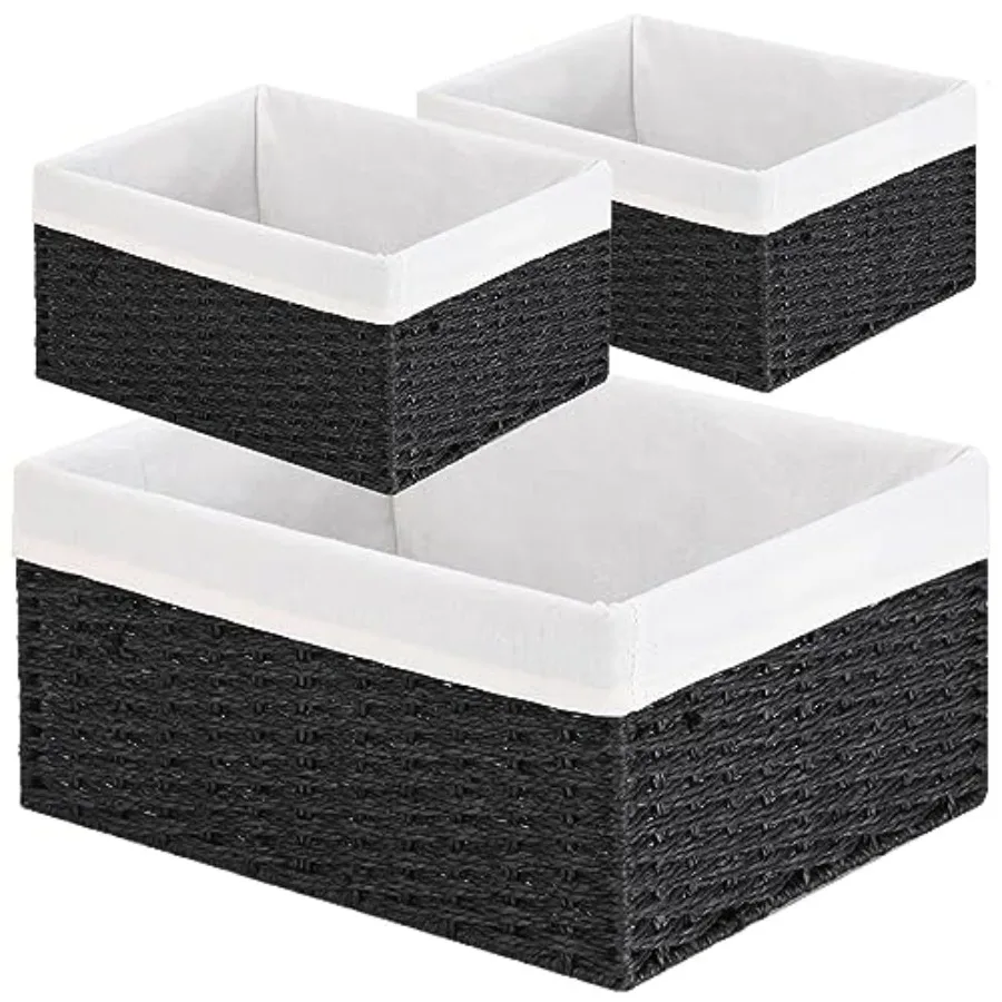 Storage Basket, 3-Pack Woven Paper Rope Wicker Baskets for Storage with Handles, 15 Inch Large Cube Storage Bins Woven Storage
Storage Basket, 3-Pack Woven Paper Rope Wicker Baskets for Storage with Handles, 15 Inch Large Cube Storage Bins Woven Storage