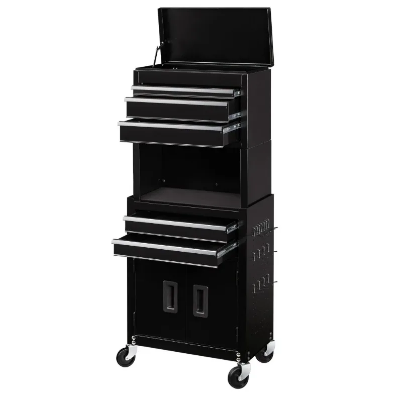 Rolling Tool Chest Tool Cabinet Combo with 5 Ball-bearing Slides Drawers and Pegboard Holes
Rolling Tool Chest Tool Cabinet Combo with 5 Ball-bearing Slides Drawers and Pegboard Holes