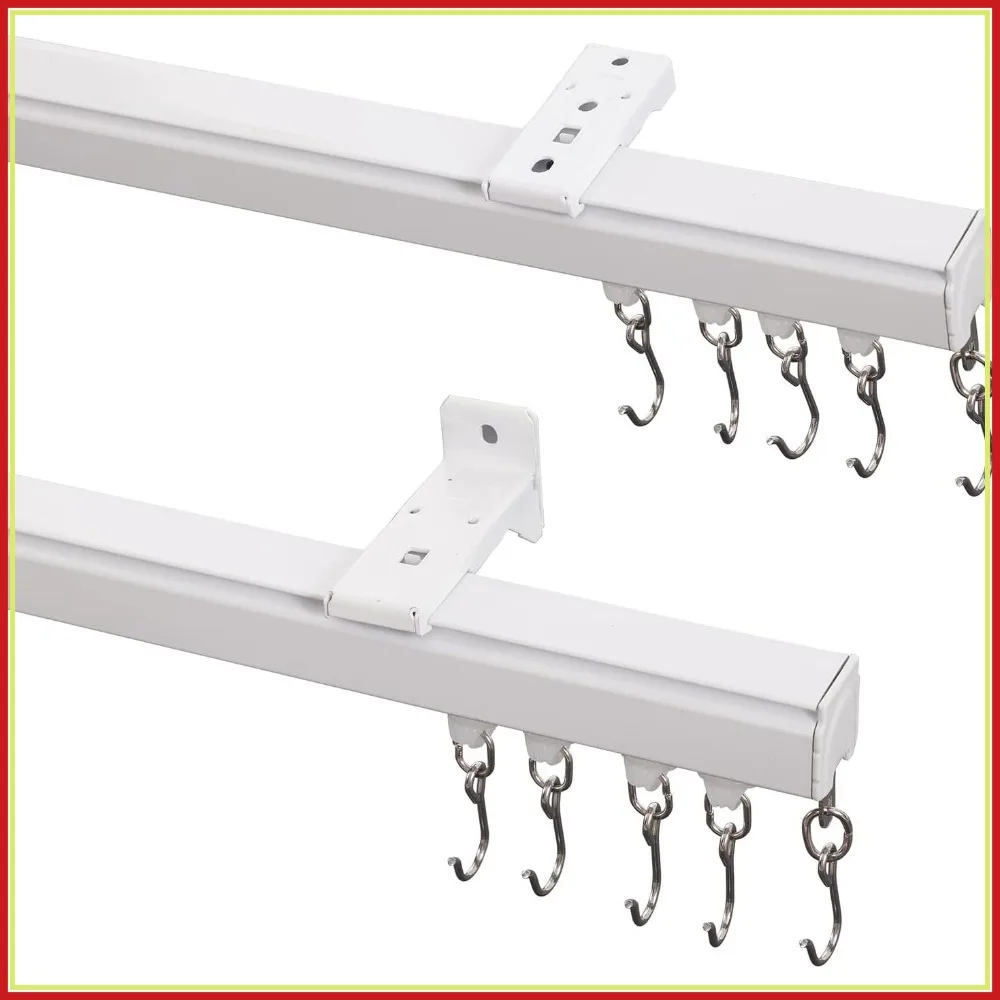 Adjustable Ceiling/Wall Mount Curtain Track Rod Set with Hooks, 6-9ft, White for Living Room
Adjustable Ceiling/Wall Mount Curtain Track Rod Set with Hooks, 6-9ft, White for Living Room