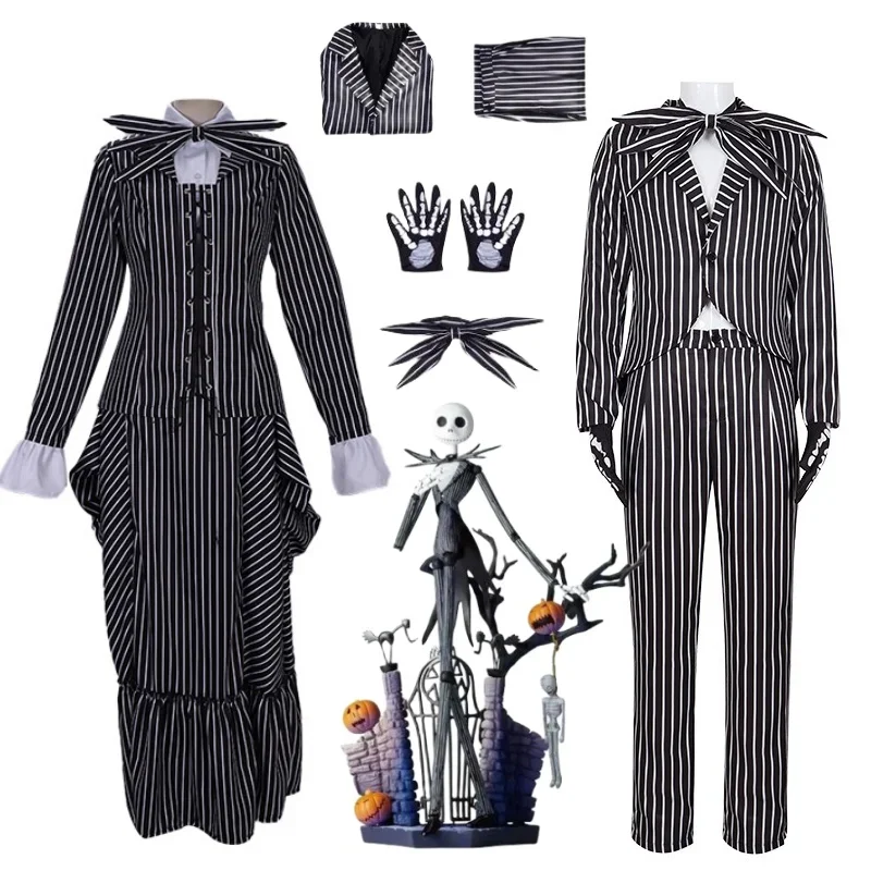 Jack Skelington Cosplay Costume Movie The Nightmare Cosplay Before Christmas Striped Top Pant Outfit Halloween Party Uniform
Jack Skelington Cosplay Costume Movie The Nightmare Cosplay Before Christmas Striped Top Pant Outfit Halloween Party Uniform
