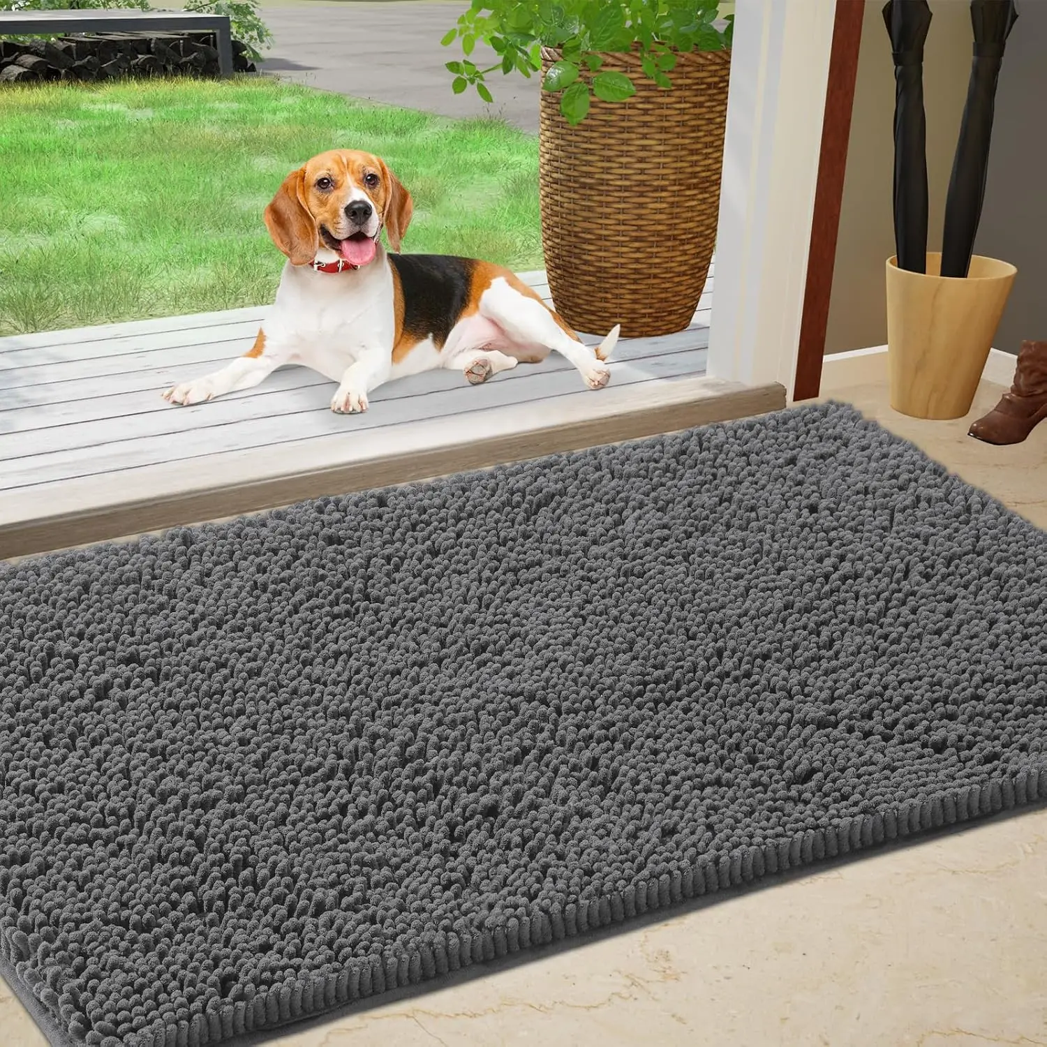 Extra Thick Chenille Doormat 36x24, Washable & Non Slip, High Absorbency Mud Mat for Dogs, Grey
Extra Thick Chenille Doormat 36x24, Washable & Non Slip, High Absorbency Mud Mat for Dogs, Grey