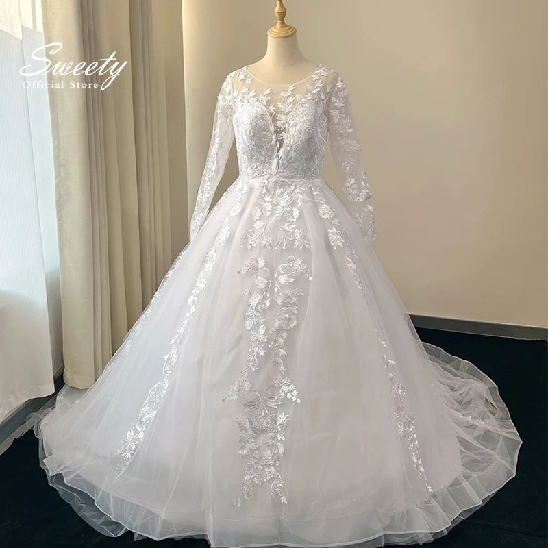 Real Photos Elegant Wedding Dress Organza With Embroidery Lace Bridal Dress O-Neck Full Sleeve Ball Gown Button Vestido De Novia
Real Photos Elegant Wedding Dress Organza With Embroidery Lace Bridal Dress O-Neck Full Sleeve Ball Gown Button Vestido De Novia