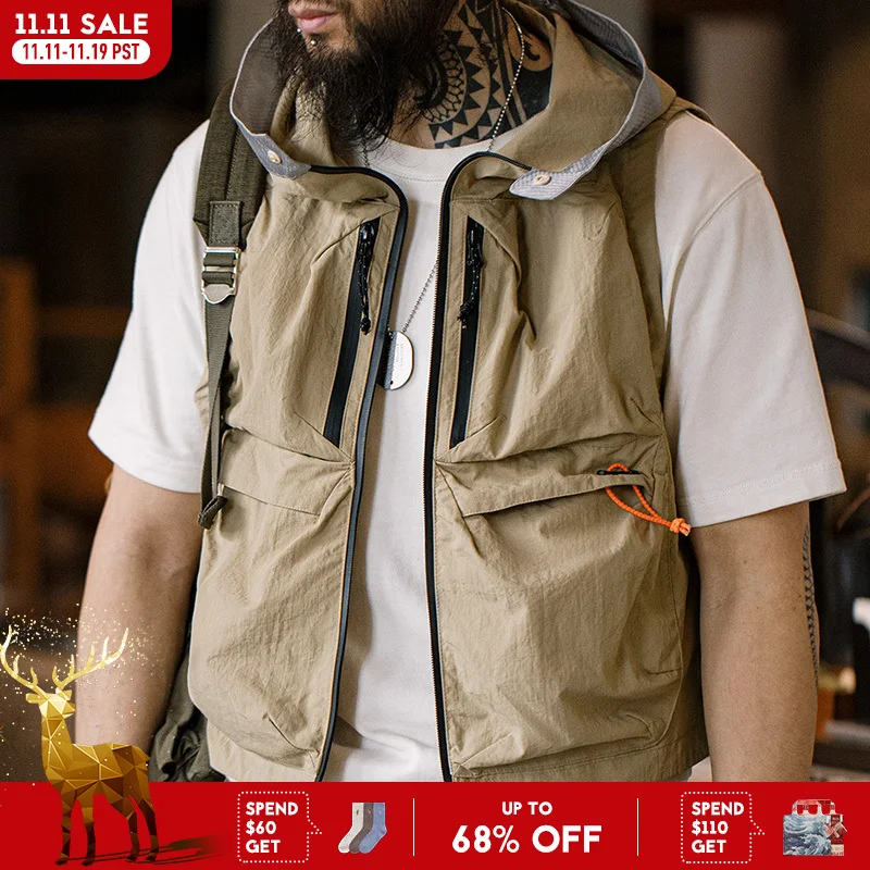 Maden Outdoor Quick Dry Men's Vest Multi-pocket Hooded Camping Fishing Mountain Waistcoat Tactical Hunting Sleeveless Jackets
Maden Outdoor Quick Dry Men's Vest Multi-pocket Hooded Camping Fishing Mountain Waistcoat Tactical Hunting Sleeveless Jackets