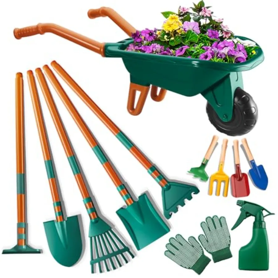 Gardening Set- Gardening Tools Wheelbarrow Set with Shovel Leaf Rake Gloves Spray Bottle-Toddler Gardening Set Play Outdoor Edu
Gardening Set- Gardening Tools Wheelbarrow Set with Shovel Leaf Rake Gloves Spray Bottle-Toddler Gardening Set Play Outdoor Edu