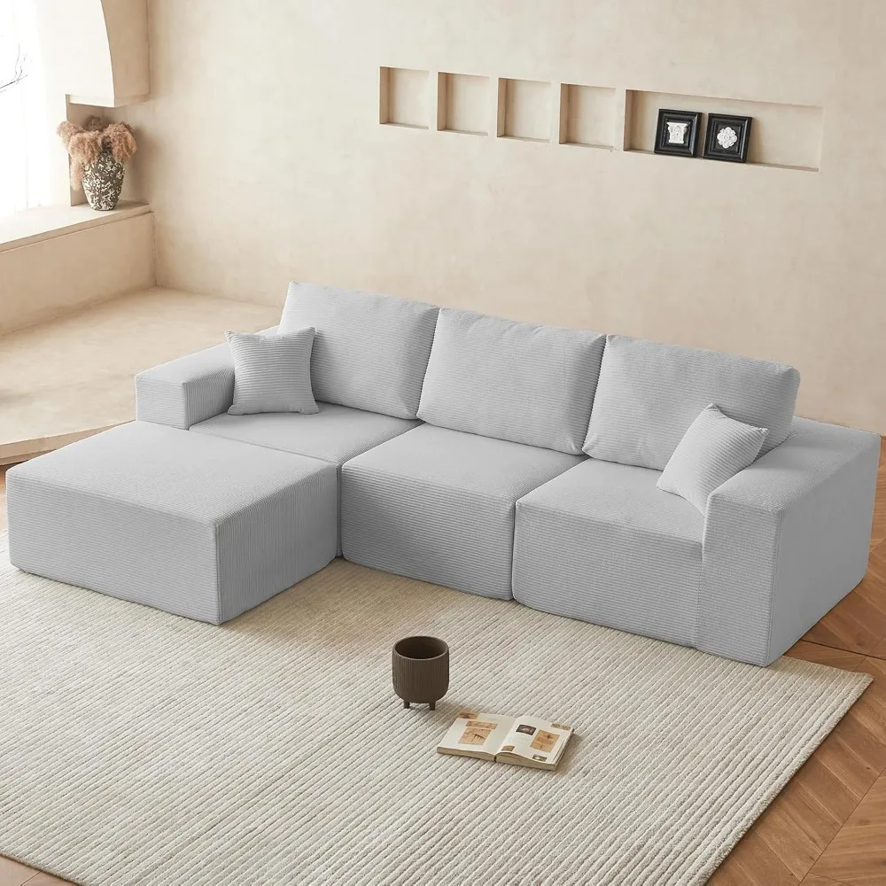 108" Cloud Sectional Couch, Modular Sectional Sofa with L-Shaped Chaise, Modern Plush Corduroy Couch for Living Room Bedroom, N
108" Cloud Sectional Couch, Modular Sectional Sofa with L-Shaped Chaise, Modern Plush Corduroy Couch for Living Room Bedroom, N
