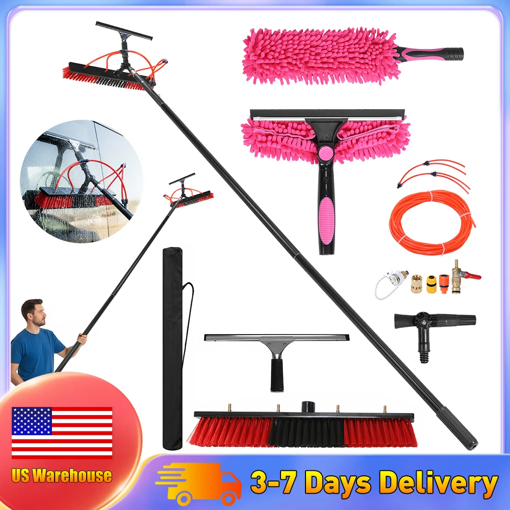 Water Fed Pole Brush Kit Extendable Lightweight Aluminum Solar Panel Washing Tool with 180° Rotating Brushhead for Solar Panel
Water Fed Pole Brush Kit Extendable Lightweight Aluminum Solar Panel Washing Tool with 180° Rotating Brushhead for Solar Panel
