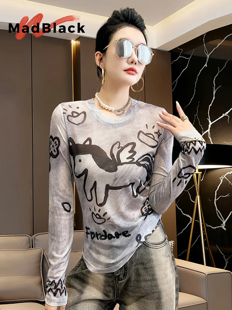 MadBlack-Women's European T-Shirt, Sexy O Neck Cartoon Pony Print, Fashion Long Sleeve Slim S-3XL Mesh Tee, 2026 Summer T63970CC
MadBlack-Women's European T-Shirt, Sexy O Neck Cartoon Pony Print, Fashion Long Sleeve Slim S-3XL Mesh Tee, 2026 Summer T63970CC