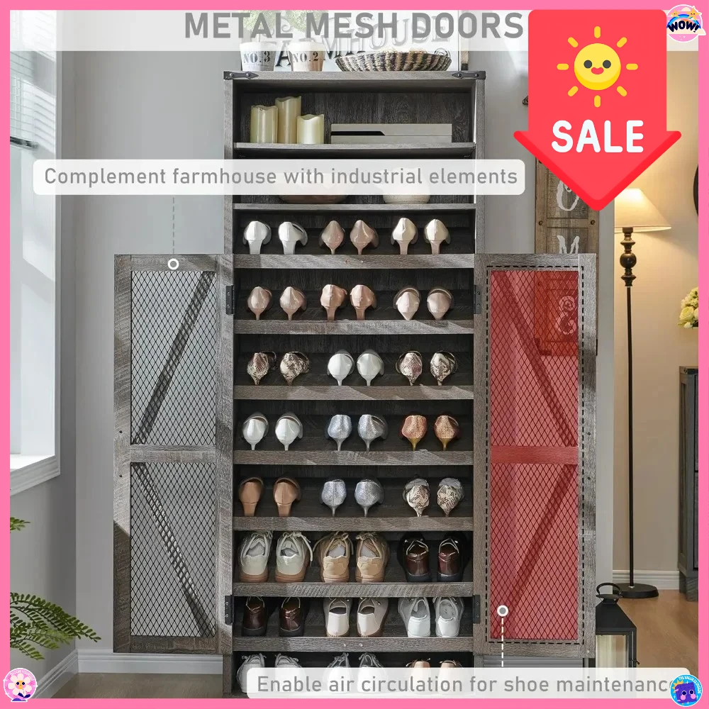 farmhouse shoe cabinet, 72" tall with mesh doors and adjustable shelves, rustic wooden shoe organizer, modern large cabinet sto
farmhouse shoe cabinet, 72" tall with mesh doors and adjustable shelves, rustic wooden shoe organizer, modern large cabinet sto