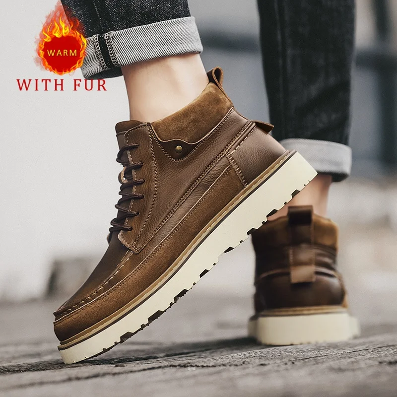New Genuine leather high top men's shoes Retro autumn and winter styles Daily Business Office Outdoor Black warm Short boots
New Genuine leather high top men's shoes Retro autumn and winter styles Daily Business Office Outdoor Black warm Short boots