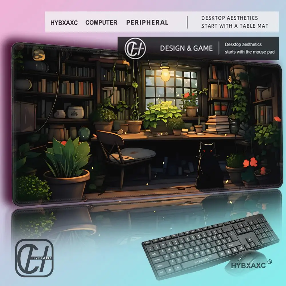 HYBXAXC Large Gaming Mouse Pad with Black Cat Green Plants Design mouse mat Non-Slip Rubber Stitched Edges Home Office Desk pad
HYBXAXC Large Gaming Mouse Pad with Black Cat Green Plants Design mouse mat Non-Slip Rubber Stitched Edges Home Office Desk pad