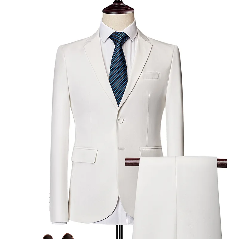 Men's 2-piece slim-fit suit, two-button blazer, tuxedo, wedding and dance business suit, white
Men's 2-piece slim-fit suit, two-button blazer, tuxedo, wedding and dance business suit, white