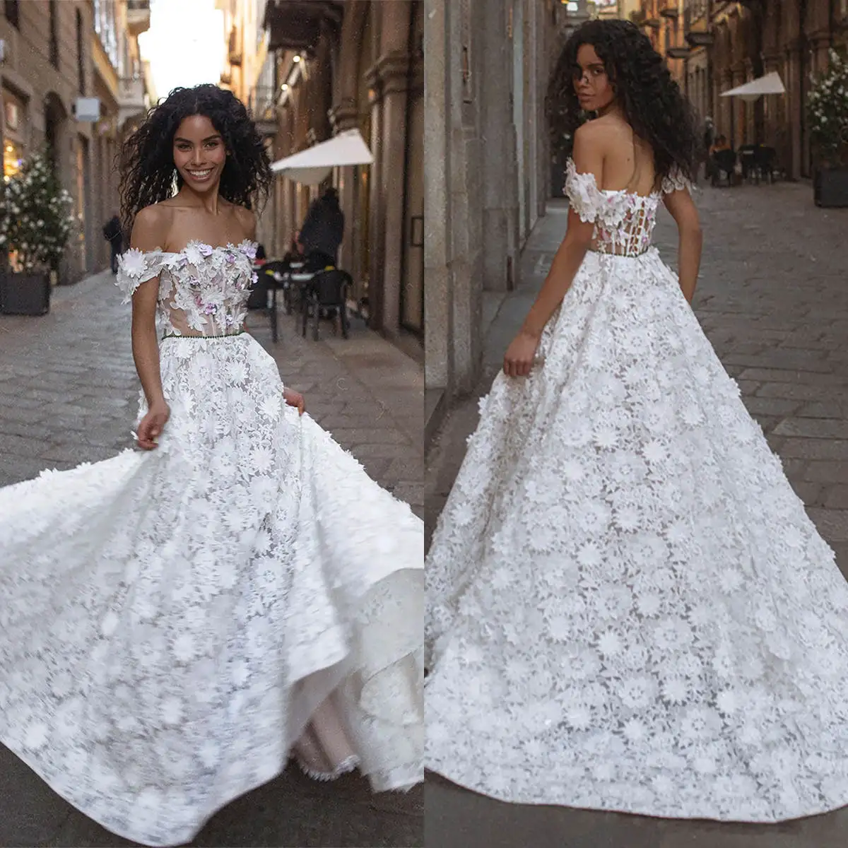 Vintage A Line Wedding Dress Appliques Handmade Flowers Off Shoulder Bride Gowns Sleeveless Lace Sweep Train Bridal Dresses
Vintage A Line Wedding Dress Appliques Handmade Flowers Off Shoulder Bride Gowns Sleeveless Lace Sweep Train Bridal Dresses