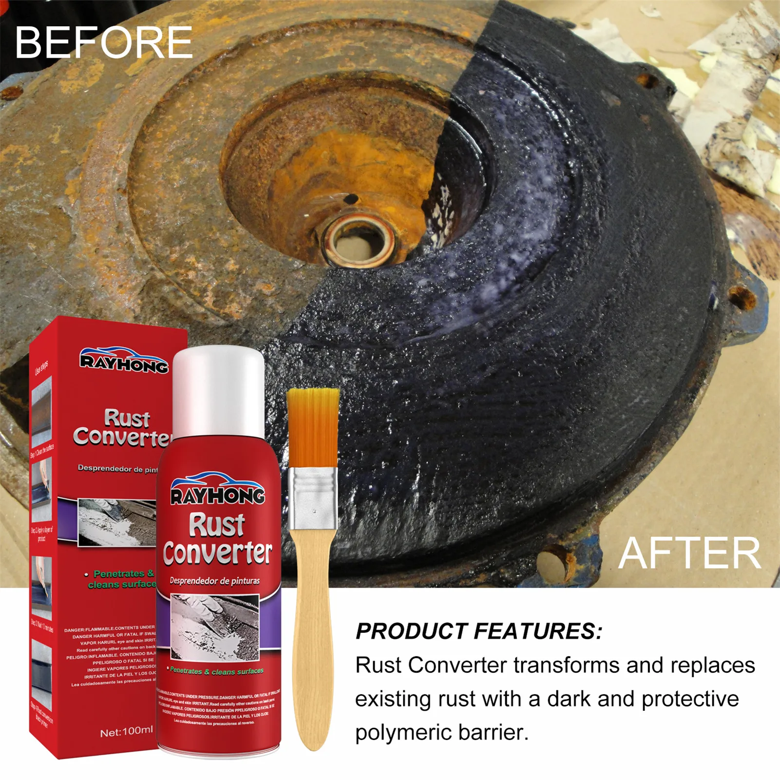 100ML Car Chassis Derusting Water-Based Metal Rust Remover Multi-Functional Car Metallic Paint Gel With Brush For Car Clean
100ML Car Chassis Derusting Water-Based Metal Rust Remover Multi-Functional Car Metallic Paint Gel With Brush For Car Clean