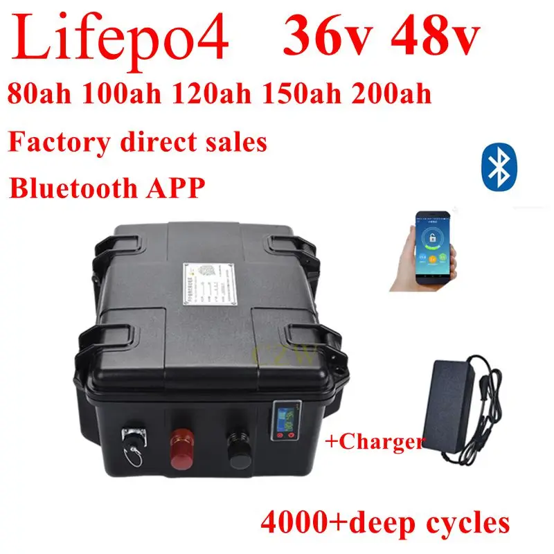 Batterie Lithium LiFePO4 Étanche, 36V, 100Ah, 200Ah, 48V, 150Ah, avec Bluetooth, pour Tricycle, Voiturette de Golf 5000W, avec C
Batterie Lithium LiFePO4 Étanche, 36V, 100Ah, 200Ah, 48V, 150Ah, avec Bluetooth, pour Tricycle, Voiturette de Golf 5000W, avec C