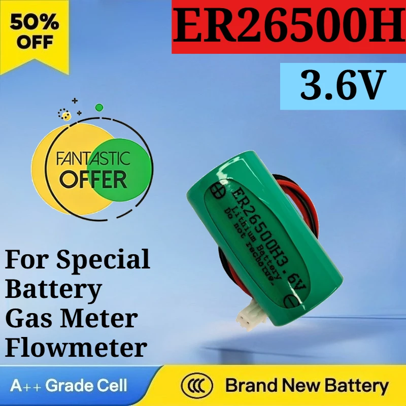 New ER26500H 3.6V Lithium Rechargeable Battery for Gas Meter Flowmeter Special High Quality High Capacity Replacement Battery
New ER26500H 3.6V Lithium Rechargeable Battery for Gas Meter Flowmeter Special High Quality High Capacity Replacement Battery