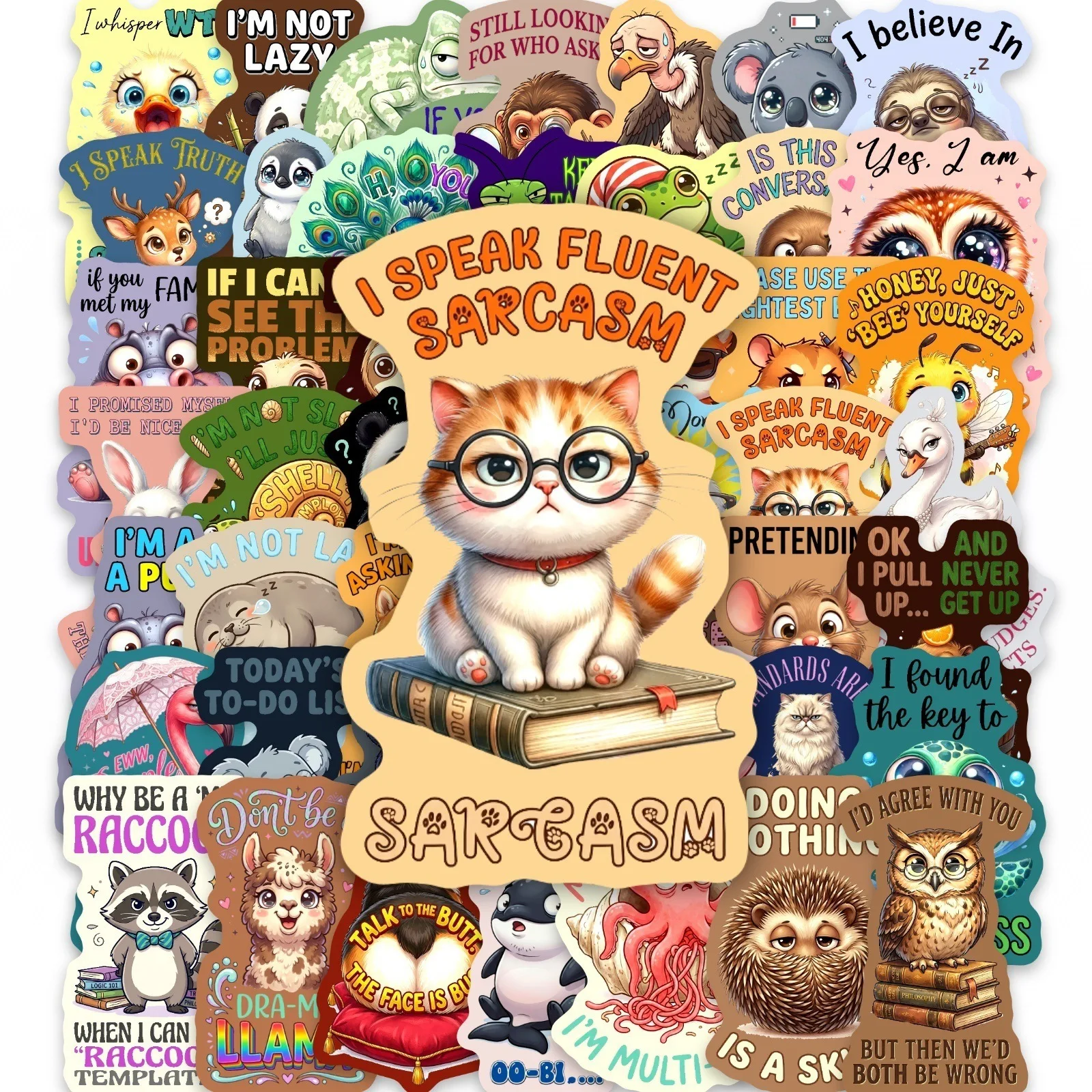 50Pcs Funny Sarcastic Animal Stickers Pun Quote Vinyl Decals Waterproof Laptop Water Bottle Phone Adult Teen Gag Gift Decor
50Pcs Funny Sarcastic Animal Stickers Pun Quote Vinyl Decals Waterproof Laptop Water Bottle Phone Adult Teen Gag Gift Decor