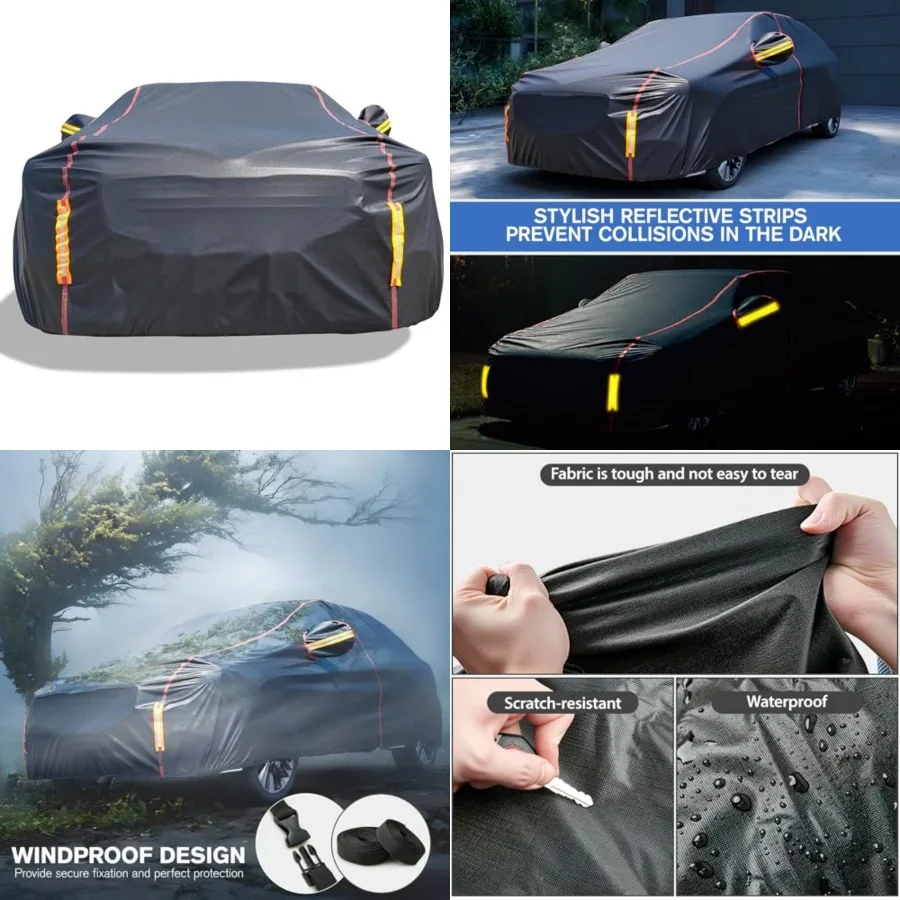 Car Cover Waterproof All Weather, 6 Layers XXL Full Exterior Covers with Zipper Cotton, Mirror Pocket. Outdoor Car Cover UV Sno
Car Cover Waterproof All Weather, 6 Layers XXL Full Exterior Covers with Zipper Cotton, Mirror Pocket. Outdoor Car Cover UV Sno