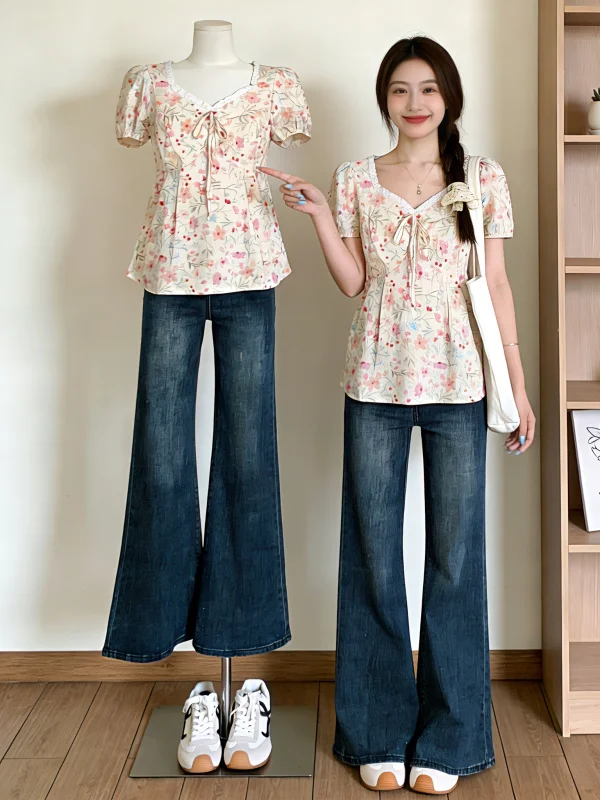 Floral V-neck Short Sleeve Shirt Women's Summer New Style plus Size Doll Shirt Casual Top Korean Style Commute Fashion
Floral V-neck Short Sleeve Shirt Women's Summer New Style plus Size Doll Shirt Casual Top Korean Style Commute Fashion