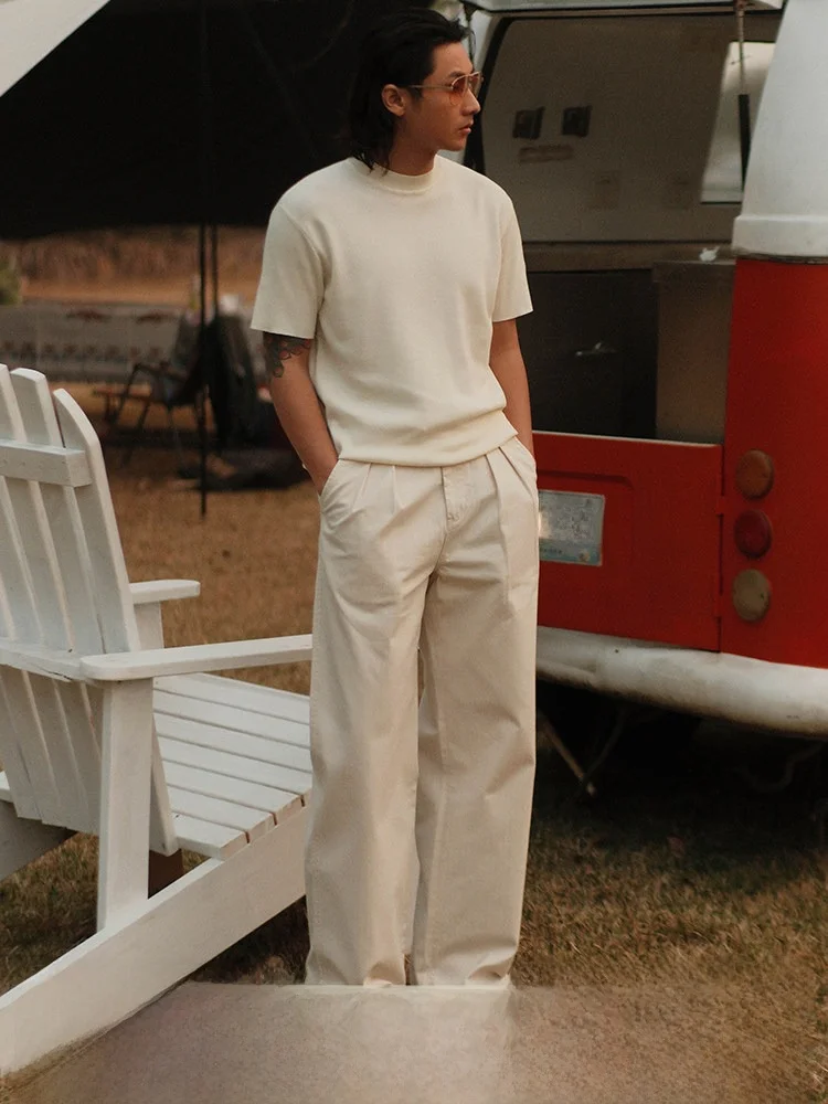 High Waist Wide Leg Pants Houtooth Pattern Officer Sle White Cotton Trousers for Young Men Summer Wear Resistant
High Waist Wide Leg Pants Houtooth Pattern Officer Sle White Cotton Trousers for Young Men Summer Wear Resistant