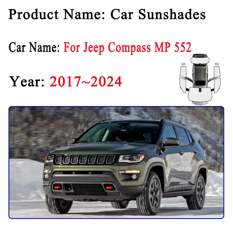 Car Sunshades For Jeep Compass MP 552 2017-2024 2020 Full Coverage Anti-UV Windshield Cover Reflective Visors Auto Accessories
Car Sunshades For Jeep Compass MP 552 2017-2024 2020 Full Coverage Anti-UV Windshield Cover Reflective Visors Auto Accessories