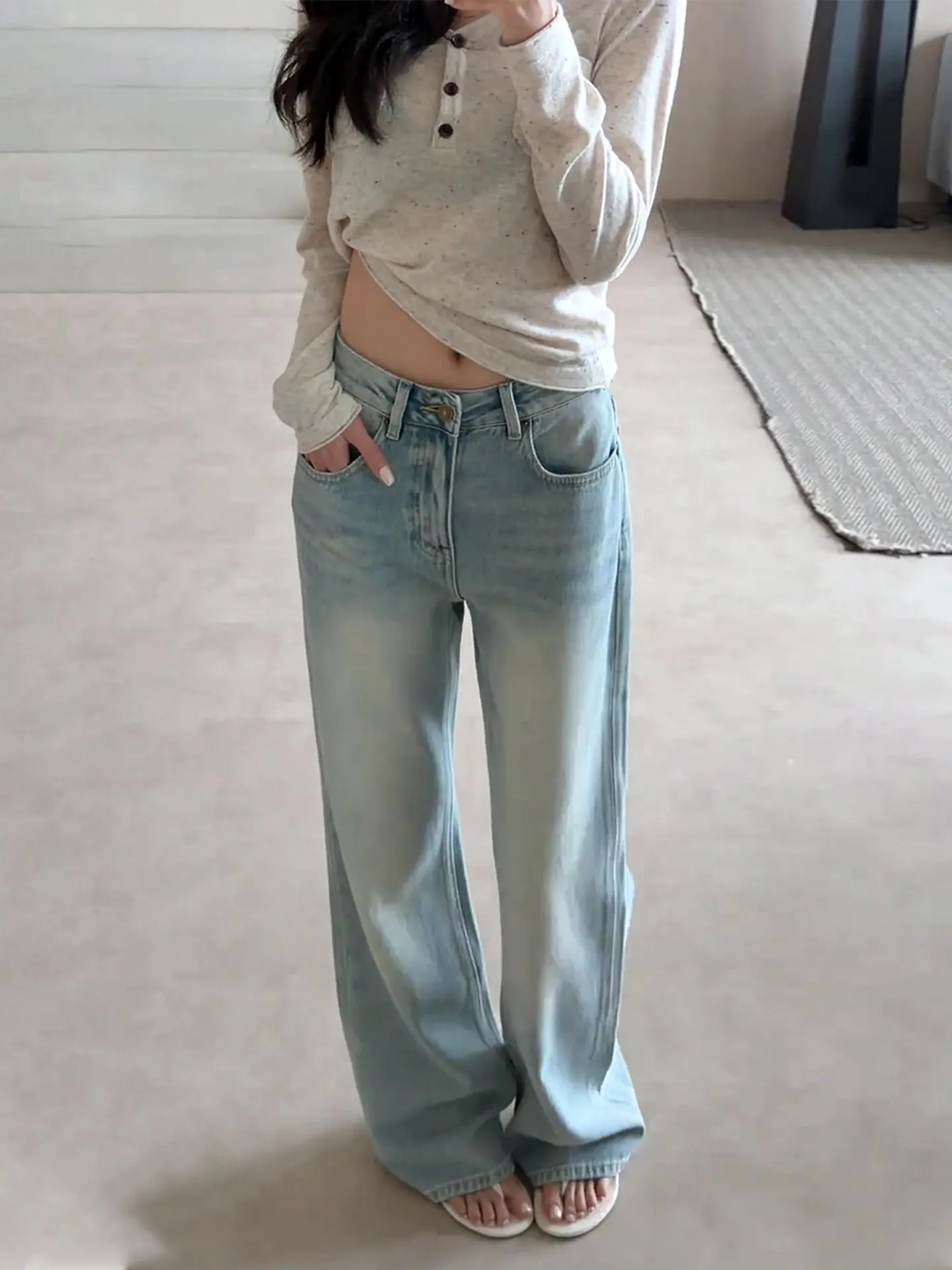 Washed Denim Wide Leg Pants Women's Summer Small Size Elegant Straight Cut Long Trousers High Street Style Pleated Jeans
Washed Denim Wide Leg Pants Women's Summer Small Size Elegant Straight Cut Long Trousers High Street Style Pleated Jeans