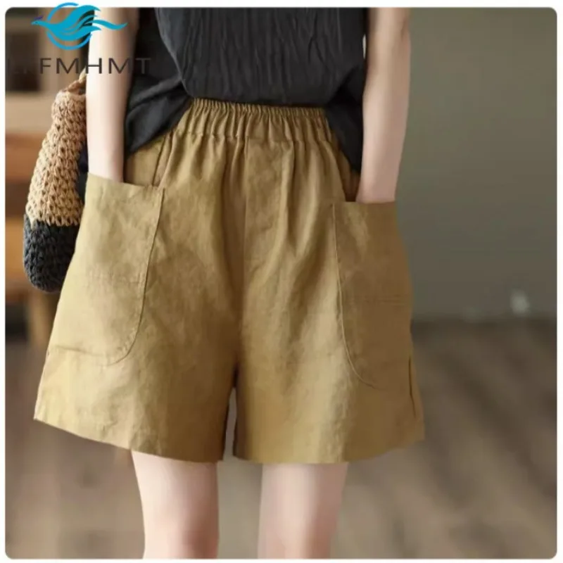 Women's Summer Fashin Khaki Shorts Female Elastic Waist Solid Color Multi-pockets Loose Casual Breathable Half Length Pants
Women's Summer Fashin Khaki Shorts Female Elastic Waist Solid Color Multi-pockets Loose Casual Breathable Half Length Pants