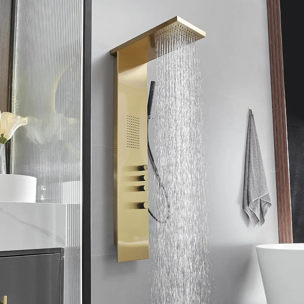Shower Tower Bathroom Panel System with Rainfall Head Hand and Large Area Body Spray, Stainless Steel
Shower Tower Bathroom Panel System with Rainfall Head Hand and Large Area Body Spray, Stainless Steel