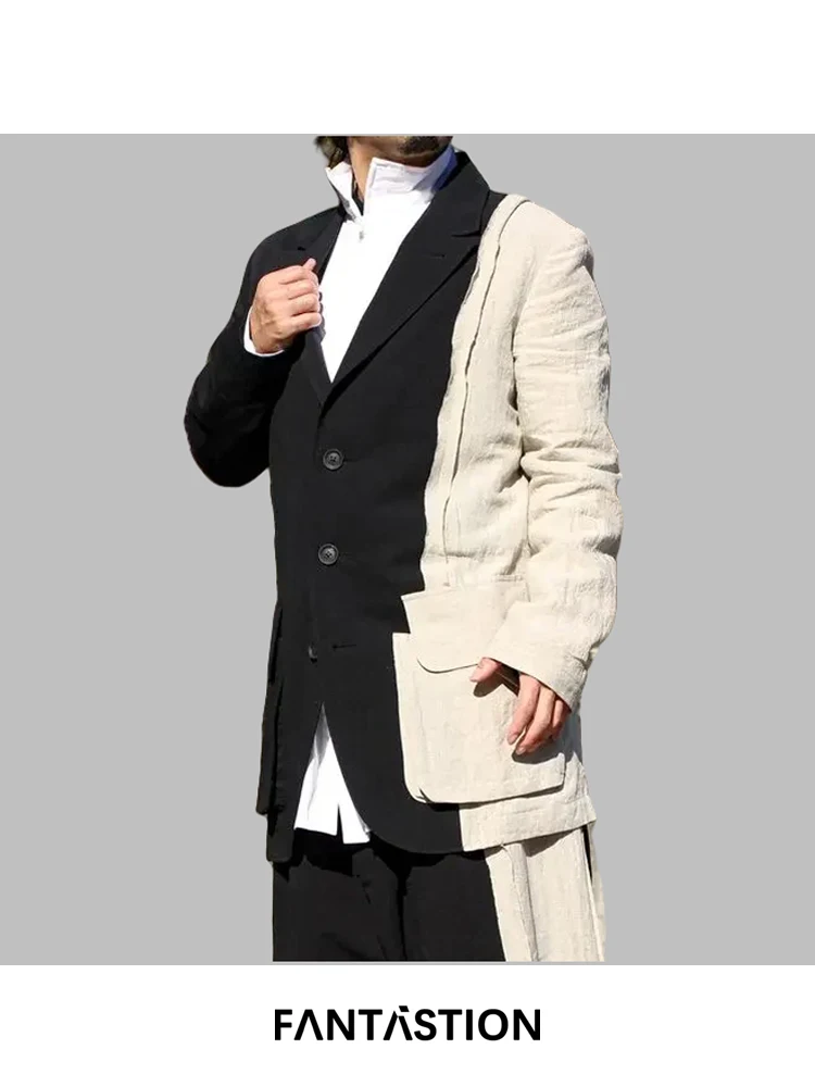 FANTASTION original black khaki color-block blazer, linen unisex oversized casual jacket with relaxed tailoring jackets
FANTASTION original black khaki color-block blazer, linen unisex oversized casual jacket with relaxed tailoring jackets
