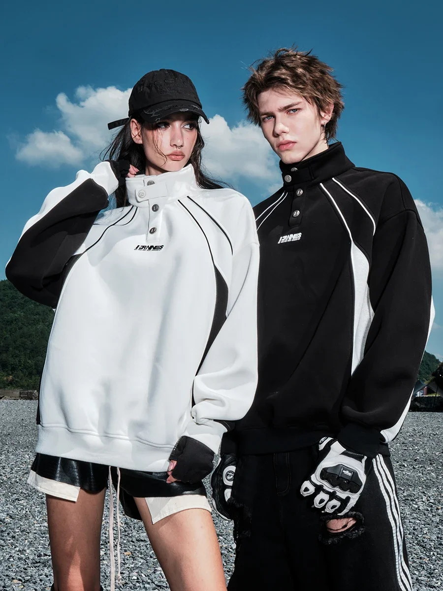 College style sport spliced stand up collar hoodie for men and women, trendy brand, spring and autumn American jacket
College style sport spliced stand up collar hoodie for men and women, trendy brand, spring and autumn American jacket