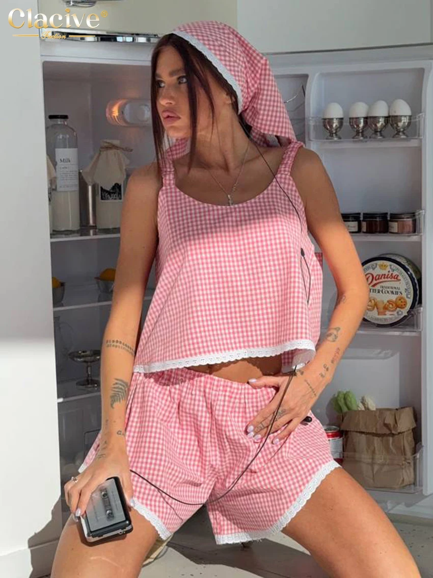 Clacive Summer Loose Pink Plaid 2 Pieces Set For Woman Fashion Sleeveless Tank Top +Scarf With High Waist Shorts Set Streetwear
Clacive Summer Loose Pink Plaid 2 Pieces Set For Woman Fashion Sleeveless Tank Top +Scarf With High Waist Shorts Set Streetwear