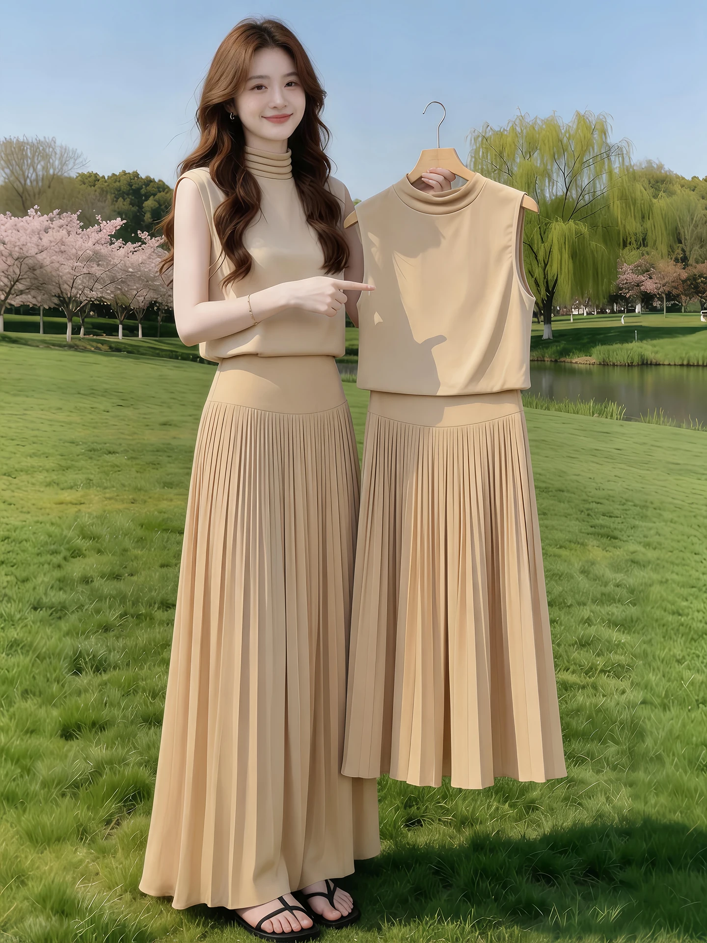 Elegant Pleated Slim High Waist Commute Half Skirt Women's 2026 Summer New High Collar Belted Top Women's Fashion Set
Elegant Pleated Slim High Waist Commute Half Skirt Women's 2026 Summer New High Collar Belted Top Women's Fashion Set