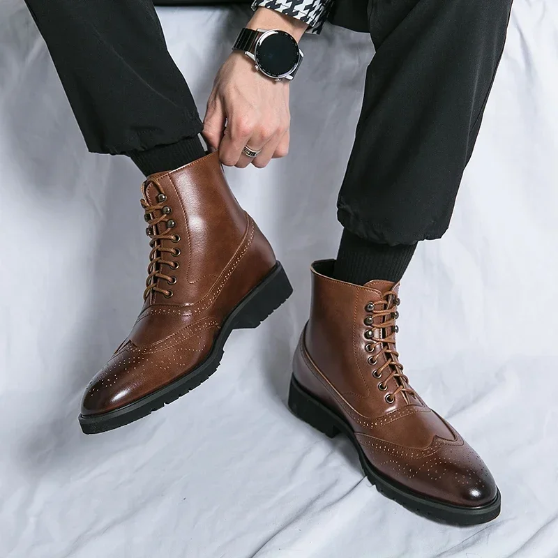 Ankle Boots for Men Black Brown Business Round Toe Lace-up Pu Mens Boots Size 38-46 Men Shoes
Ankle Boots for Men Black Brown Business Round Toe Lace-up Pu Mens Boots Size 38-46 Men Shoes