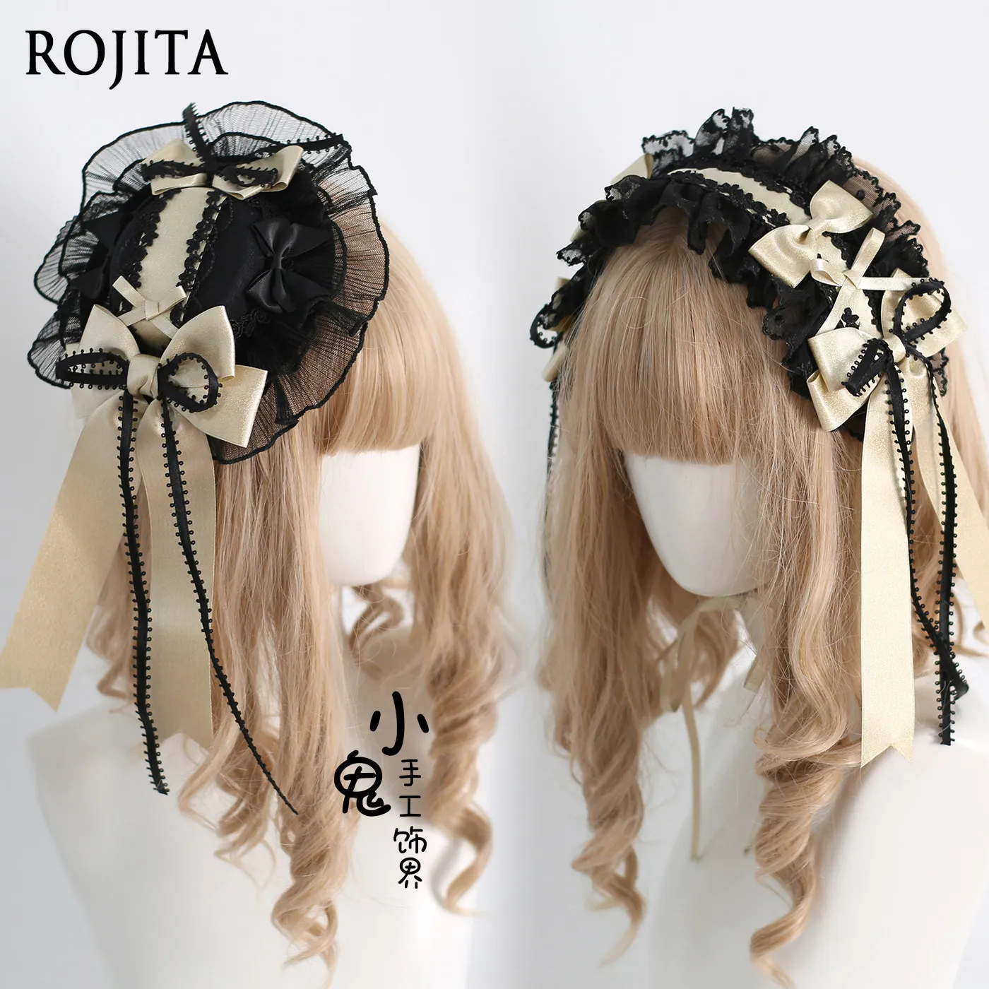 Original Gorgeous Black Gold Silk Satin Ballet Lolita Headband Side Clip Top Clip Small Hat Headband KC Dream Bowknot
Original Gorgeous Black Gold Silk Satin Ballet Lolita Headband Side Clip Top Clip Small Hat Headband KC Dream Bowknot