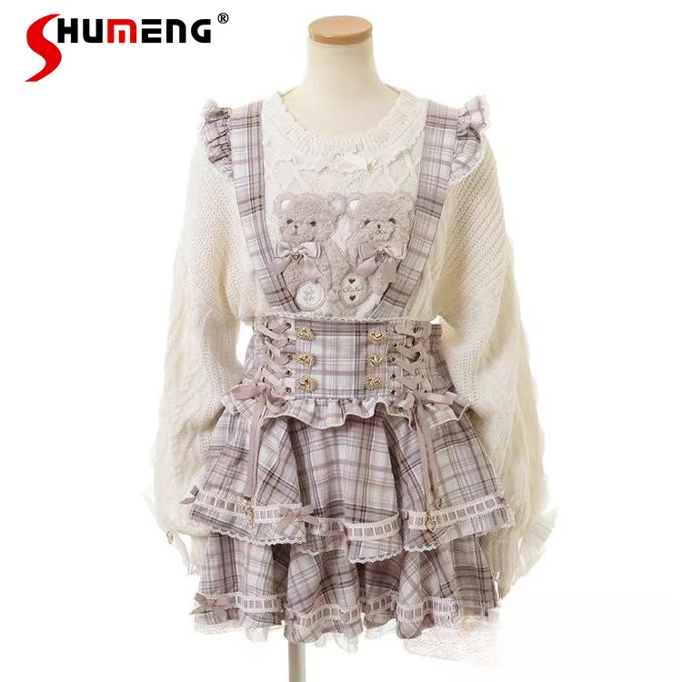 Japanese Style Liz Mine Lolita High Waist Elastic Waist Plaid Skirt Women's Sweet Girls Loose Off-Shoulder Sweater Spring 2025
Japanese Style Liz Mine Lolita High Waist Elastic Waist Plaid Skirt Women's Sweet Girls Loose Off-Shoulder Sweater Spring 2025
