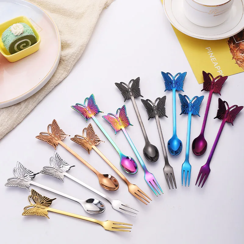 304 Stainless Steel Spoon Butterfly Spoon Titanium Coffee Mixing Spoon Cake and Fruit Fork
304 Stainless Steel Spoon Butterfly Spoon Titanium Coffee Mixing Spoon Cake and Fruit Fork