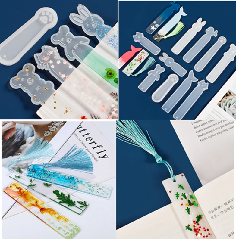 Rectangle Bear Rabbit Silicone Bookmark Mold DIY Mould Making Epoxy Resin Jewelry Craft Transparent
