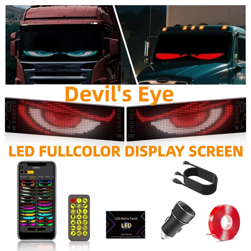 2PCS LED Devil Eye Light for Car Truck Windshield Animated LED Matrix Panel Sign Flexible Programmable Digital Display Light APP/remote Control IP65 Waterproof DIY Programmable Decor Accessory
2PCS LED Devil Eye Light for Car Truck Windshield Animated LED Matrix Panel Sign Flexible Programmable Digital Display Light APP/remote Control IP65 Waterproof DIY Programmable Decor Accessory