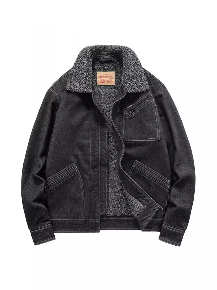 Men's Winter Fce Lined Denim Jaet Loose Thiened Cotton Wool Collar Retro Workwear Outerwear Youth Trend Cotton Blend
Men's Winter Fce Lined Denim Jaet Loose Thiened Cotton Wool Collar Retro Workwear Outerwear Youth Trend Cotton Blend